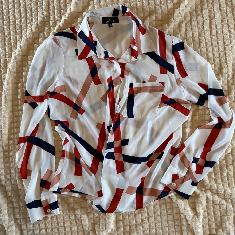 Lulu's Multicolor Geometric Button Down Shirt - image 1